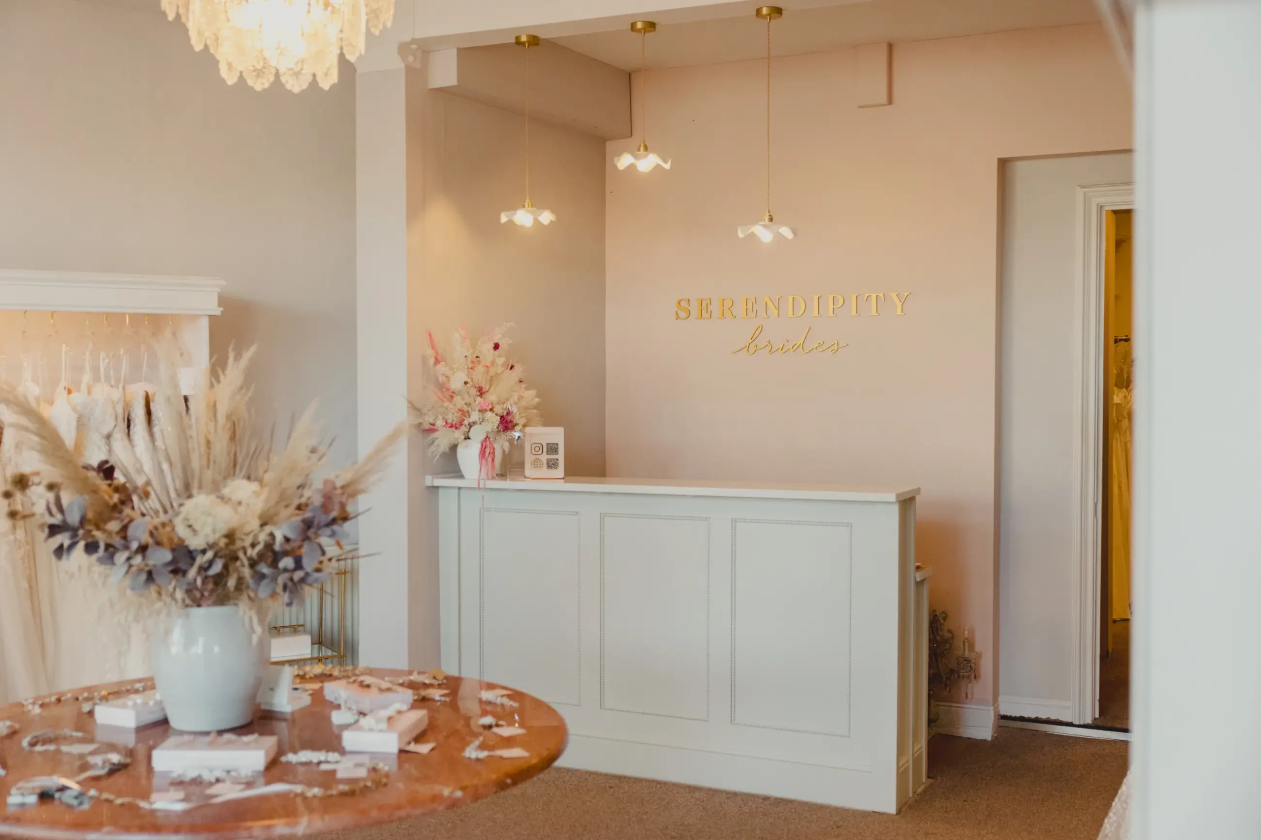 image shows the front desk of serendipity brides in the uk