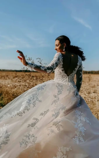 Stella York 7169 #2 (IV-IV) Ivory Lace Tulle and Regency Organza over Ivory Gown thumbnail