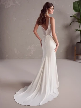 Rebecca Ingram Jenrose #2 Ivory/Silver Accent (gown with Natural Center Front Illusion) thumbnail
