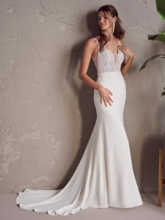 Rebecca Ingram Jenrose #0 default Ivory/Silver Accent (gown with Natural Center Front Illusion) thumbnail