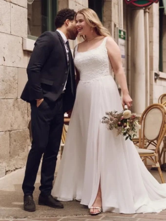 Rebecca Ingram CORY #1 All Ivory (gown with Ivory Illusion) thumbnail