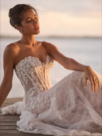 Maggie Sottero BENJIE ROYALE #3 Ivory over Blush (gown with Light Nude Illusion) thumbnail