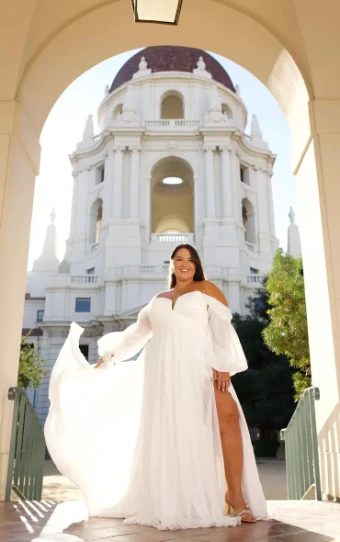 Essense of Australia D3636 #0 default (IV-PL) Ivory Gown w Porcelain Tulle Plunge thumbnail