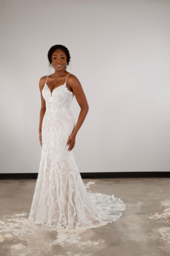 Essense of Australia D3931 #0 default (IVBC-PL) IVR EMBROIDERY & TULLE OV BSC GOWN W PORCELAIN TULLE PLUNGE thumbnail