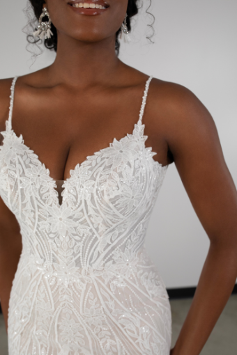 Essense of Australia D3931 #2 default (IVBC-PL) IVR EMBROIDERY & TULLE OV BSC GOWN W PORCELAIN TULLE PLUNGE thumbnail