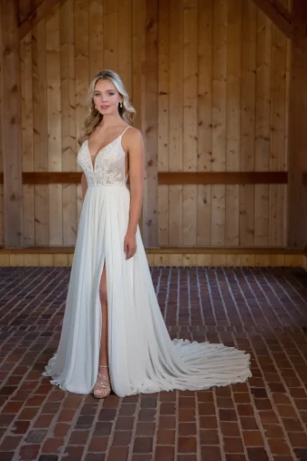 Essense of Australia D3508 #0 default (IV-PL) Ivory Gown w Porcelain Tulle Plunge thumbnail