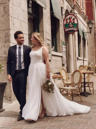 Rebecca Ingram CORY #2 All Ivory (gown with Ivory Illusion) thumbnail