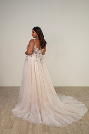 Stella York 8063 #4 (BH-IV) BLUE BLUSH LACE ON TULLE OVER IVORY GOWN thumbnail