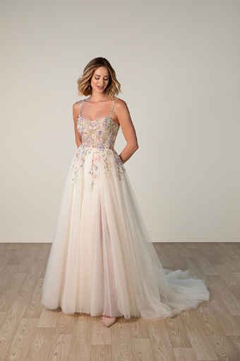 Stella York 8063 #0 default (BH-IV) BLUE BLUSH LACE ON TULLE OVER IVORY GOWN thumbnail