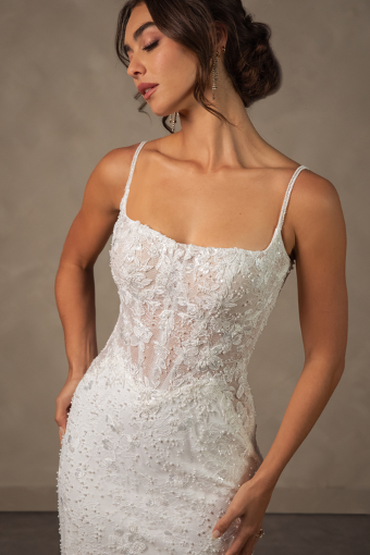 Essense of Australia D4567 #4 default (IVIV-PL) Ivory Lace & Tulle over Ivory Gown w Porcelain Tulle Illusion thumbnail