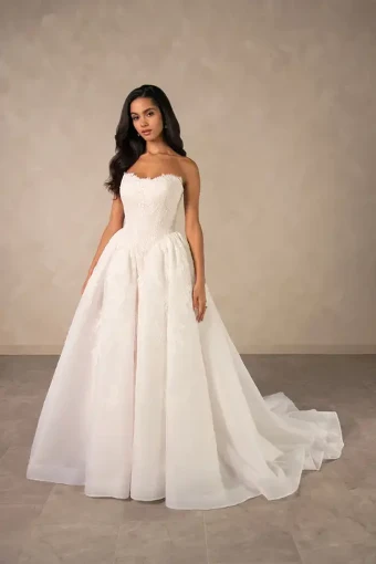 Essense of Australia D4573 #0 default (IV-LN) IVORY LACE AND TULLE OVER LINEN GOWN thumbnail