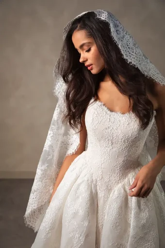 Essense of Australia D4573 #2 default (IV-LN) IVORY LACE AND TULLE OVER LINEN GOWN thumbnail