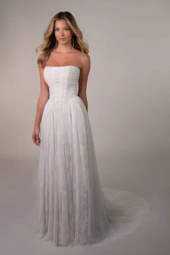 Stella York SY8432 #0 default (IV-LN) IVORY LACE AND TULLE OVER LINEN GOWN thumbnail