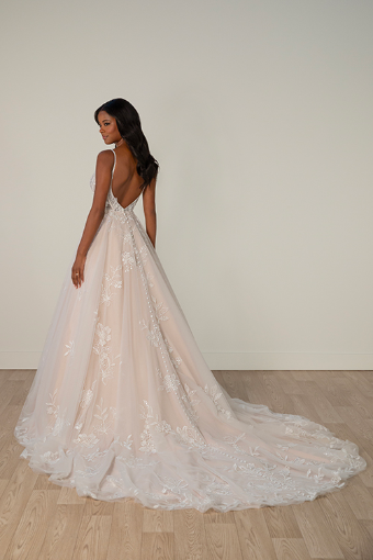 Stella York 8017 #2 default (IVIV-PL) IVR LACE & TULLE OVER IVORY GOWN W PORCELAIN TULLE PLUNGE thumbnail